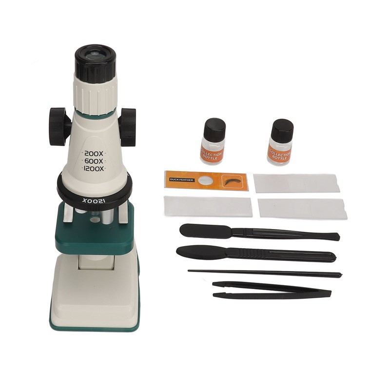 Kids Microscope Science Kit 200 to 1200X Magnification Flexible Angle