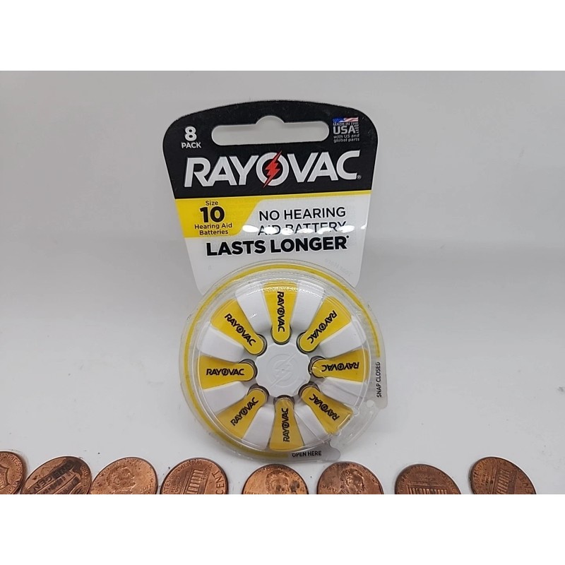 Rayovac #10 Hearing Aid Batteries 8 Pack NEW Size 10