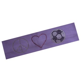 Soccer Gift Peace Love Soccer Rhinestone Cotton Stretch Headband (Lavender)