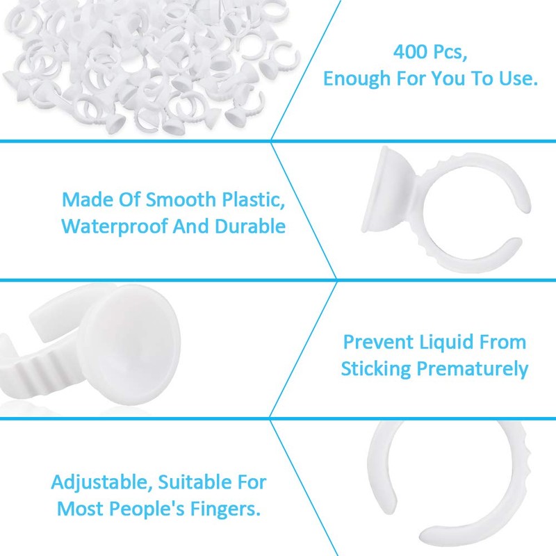 Glue Ring 400 Pieces Eyelash Extension Glue Holder Artificial Eyelashes