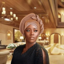 African auto gele Headtie Wedding Party Headpiece Women Head Wraps Muslim Hat (US, Alpha, One Size, Khaki)