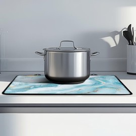 Txsniver Electric Stove Top Cover Flat Top Stove Cover Mat Multipurpose Induction Cooktop Protector Cover for Glass Ceramic Stove Top, 29 x 21 Inch, Blue White Marble
