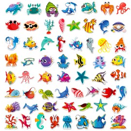 Ocean Animal Stickers for Water Bottle, 100Pcs Waterproof Vinyl Marine Ocean Creatures Beach Stickers, Summer Sticker Bulk for Kids Teens