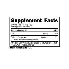 Primaforce HMB Supplement Powder (200g) (Unflavored) - Pure Calcium Beta-Hydroxy Beta-Methylbutrate