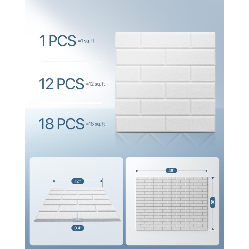 Kuchoow Soundproof Wall Panels, Self Adhesive Acoustic Panels, 12 Pack