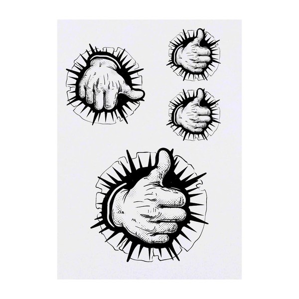 4 x 'Thumbs Up' Temporary Tattoos - Water Resistant, Skin-Safe,
