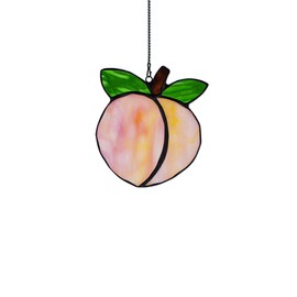 HAOSUM Peach Decor Stained Glass Window Hangings,Peach Themed Decor Gifts for Women Girls Mom,Peach Stained Glass Suncatcher for Window for Bathroom Bedroom Living Room Kitchen