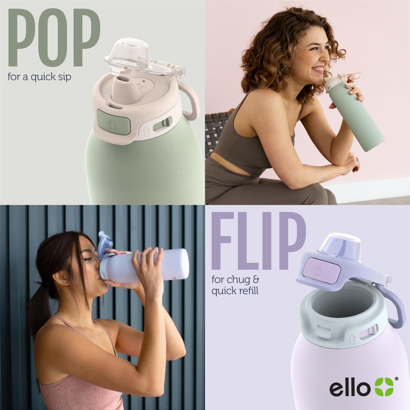 Ello Pop & Fill 32oz Stainless Steel Water Bottle with
