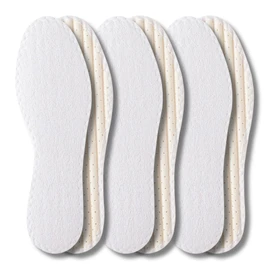 BERGAL COTTON 3 Pairs Soft Thin Barefoot Soles 100% Cotton + Latex Foam Padding with High Moisture Absorption for Fresh Feet All Day Skin-Friendly and Washable Size 9, White
