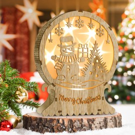 Sprinlot LED Christmas Lighting Made of Wood, LED Snowman Light, Christmas Decoration Lighting, Luminous Christmas Star, Advent Winter Christmas Decoration, Window Lighting Wood for Indoor Windows