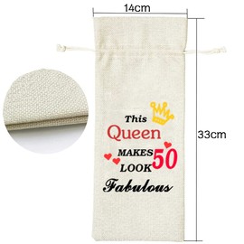 50th Birthday Gifts for Women, 50th Birthday Party Decoration Wine Favour Bag, Wine Bag Gift for Wife 50 Years Old, Wine Gifts for Friends Sisters Mother Grandma