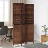 Dark Brown Solid Wood Paulownia 3-Panel Room Divider Elegant Screen