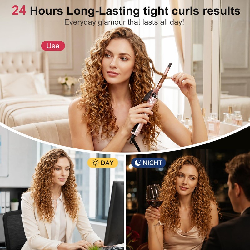 3/8 Inch Small Curling Iron Wand,Ceramic Small Ceramic Barrel Hair