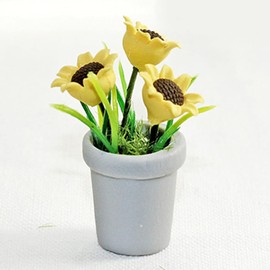 1Pc Miniature Sunflower, 1/12 Scale Miniature Dollhouse Accessories Decor, Resin Doll House Mini Sunflower Imagination Cultivation Gray