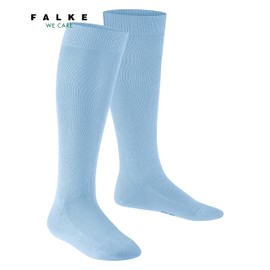 FALKE Unisex Children's Family Knee Socks Breathable Sustainable Organic Cotton Reinforced Children's Knee Socks Long Durable Skin-Friendly Non-Slip Plain 1 Pair, Blue Crystal Blue 6290, 31 - 34