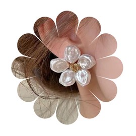 White Pearl Flower Studs Earring Pearl Studs Earring Floral Dangle Earrings Vintage Sculptural Flower Studs Earrings Wedding Jewelry for Women and Girls