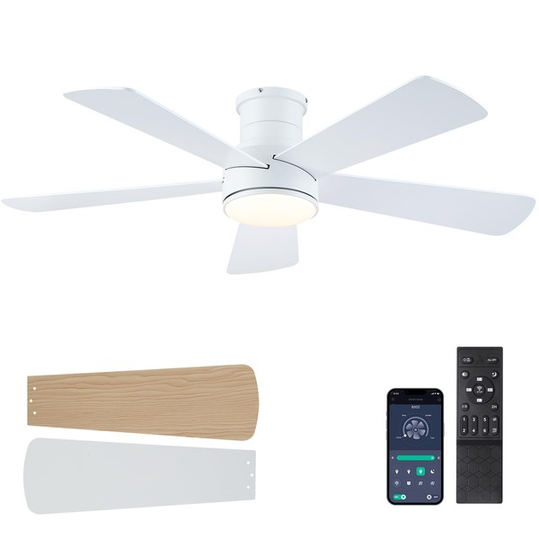 Ceiling Fans with Lights,46-Modern Low Profile Ceiling Fan with Remote