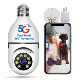 Noonkey 5G&2.4Ghz Wireless Bulb Security Camera with Montion Tracking，360 WiFi Security Camera, Color Night Vision，Indoor&Outdoor，Two-Way Audio，Work with Alexa，Easy Install . 1 Pcs - Color: bulb security camera