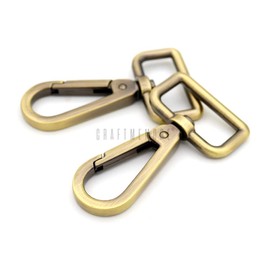 CRAFTMEMORE 2PCS 1 Inch Push Gate Snap Hooks Metal Swivel Lobster Claw Clasp Purse Hardware SC21 (Brushed Brass)