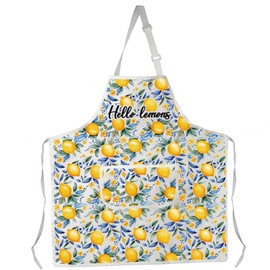 LEVLO Italian Blue Tiles And Lemons Kitchen Apron With Pocket Waterproof Italian Gift (Italy Lemons Apron 2UK)