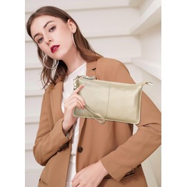 FORRICA Wallet Womens Crossbody Phone Bag for Women Small Shoulder Bag Genuine Leather Ladies Purse Large Clutch Golden