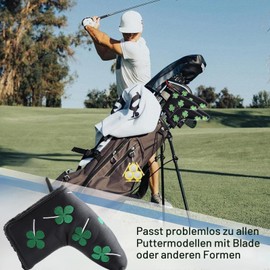 Hominas Golf Putter Cover Four-Leaf Golf Head Cover Putter Heavy Fur Lining for Practice for Universal All Brands Clubs