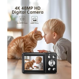 FLATIC 4K Digital Camera for YouTube with 32GB TF Card, Digital Camera Point and Shoot, Camera for Photography