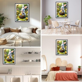 DAERLE Diamond Painting Kits for Adults, Easter Bunny Rabbit, 5D Cute Easter Bunny Diamond Painting Set, DIY Diamond Painting Craft Pictures Arts as a Gift for Home Wall Decor 30 x 40 cm