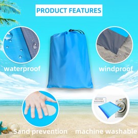 QDXHAYC Beach Blanket Waterproof Sandproof, Portable Beach Mat Lightweight Outdoor Blanket, Sand Free Mat for Travel, Camping, Hiking, Quick Drying, 79 X 83 inch