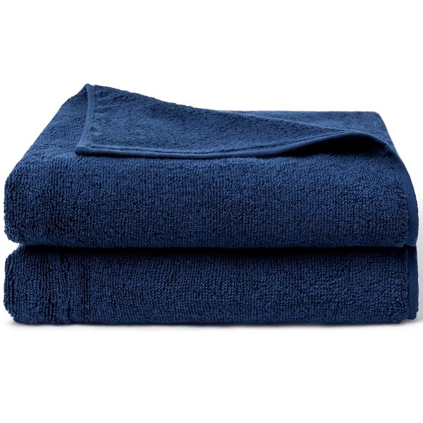 AIFY Bath Towels, Hotel Specifications, Plush, Soft, Soft, Soft to the Touch, Quick Drying, Quick Absorption, Cotton, Durable, Wash-Resistant, Set of 2, Navy