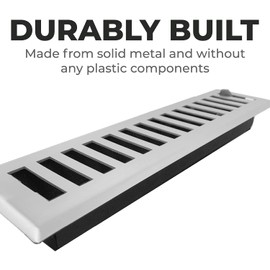 Madelyn Carter Contemporary Vent Cover, Solid Cast Brass Interior, Controls Air Flow, 6 x 14 inches (Overall Face: 7.25 x 15.5 inches), Brushed Nickel