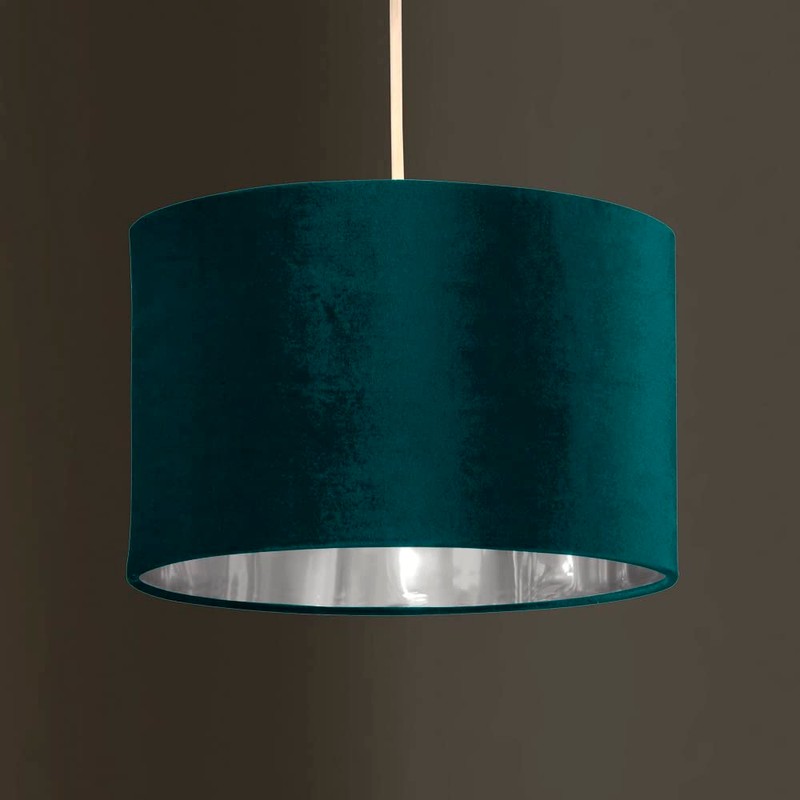 Teal Velvet & Silver Inner Modern Easy Fit Round Drum