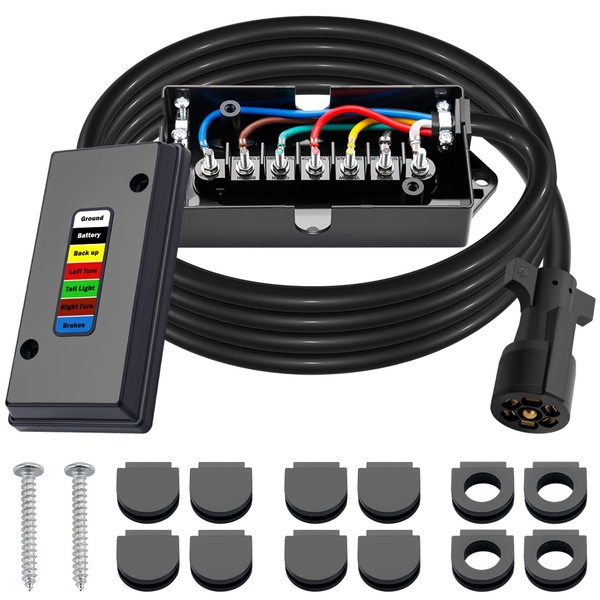 CheeMuii 7 Way Trailer Wiring Harness Kit 8 FT Trailer