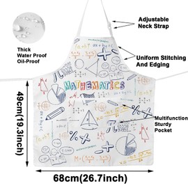 JNIAP Math Teacher Apron With Pockets Mathematics Room Apron Math Lover Gifts Math Formula Aprons Geometric Apron (mathematics)