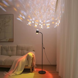 Sunset Projection Floor Lamp with 3D Waves, Dual Head Sunset Lamp with Creative DIY Mode, Multiple Colors and Interchangeable Background Mode, 360 ° Rotating Atmosphere, Sunset Mood Floor Light