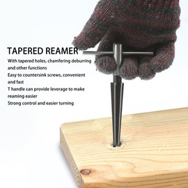 T Handle Tapered Reamer Set, 1/8"-1/2" 3/16"-5/8"Tapered 6 Fluted Chamfer Reaming Woodworker Tool for Steel Wood Alloy