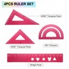HARFINGTON 4pcs Triangular Ruler Set 15mm Aluminum Ruler Geometric Protractor