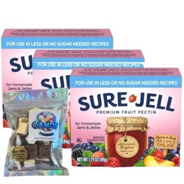 Sure-Jell Low Sugar Pectin for Canning – Pack of 3 (1.75 oz Boxes) – Fruit Pectin for Low or No Sugar Jam, Jelly & Preserves – Includes Candy Freezer Freeze Dried Ice Cream Bites (Low Sugar) - Candy