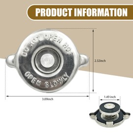 lekudo 1 PC Car Radiator Cap, 2.32" x 3.09" 16 PSI Tight-fitting Leak-proof Sealing Cap, Stainless Steel Rust-proof Engine Water Tank Cover Replacement, Compatible with Dodge Jeep (Silver)