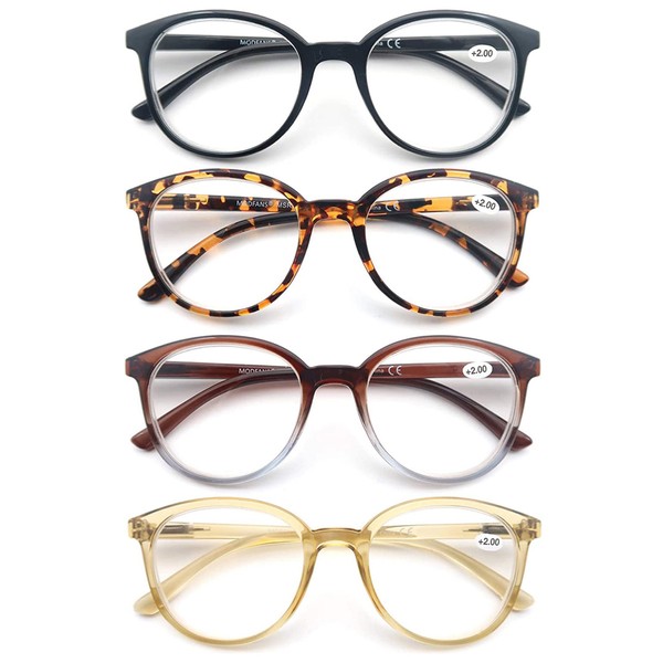 Un Pack de 4 Gafas de Lectura 1.75 /Gafas para Presbicia para Hombres y Mujeres,Buena Vision Ligeras Comodas,Vista de Cerca/Vista Cansada
