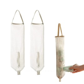 ZHEJIA Plastic Bag Stocker, Shopping Bag Stocker, Pack of 2, Trash Bag Storage, Shopping Bag, Zippered, Wall Hanging, Shopping Bag, Kitchen Storage, Car, Shopping Bag Storage Holder, Hanging, Trash Bag Storage, Plastic Bag Stocker, Storage, Convenient to Remove, White