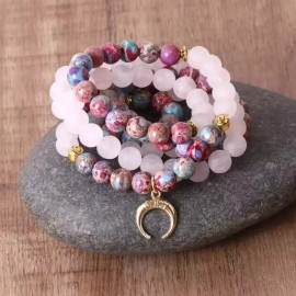 Unbranded Natural Rose Quartz 108 Mala Beads Meditation Prayer Yoga Bracelet Necklace Gift