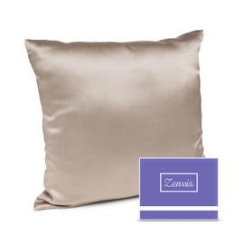 Zenssia 100% Mulberry Silk Pillowcase for Hair and Skin with Hidden Zip Super Soft Breathable 1 Piece Taupe