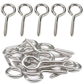 Pack of 10 Screw Eyelets Stainless Steel M5 65 mm, Heavy Duty 304 Eye Bolts, Wood Thread for Hammocks, Awnings, Hanging Chairs, Rocking Chairs