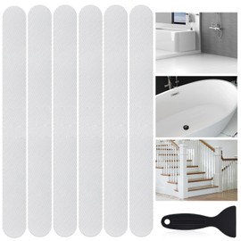 FlyCoco Non Slip Bathtub Stickers 24PCS Clear Traceless Waterproof Adhesive Decals with Scraper Tool, Safety Anti Slip Strips for Home Kitchen Shower Floor Bath Tub Stairs Ladders(Transparent)