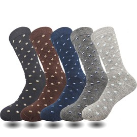 Lavencious Mens Bamboo Dress and Pattern Socks 5 Pairs for Men Shoe Size 7-12, Sock Size10-13, 5 Pairs, Square Multi-color, 10-13
