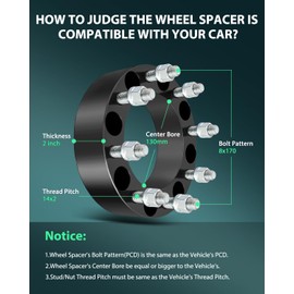 SCITOO 4X 2 inch Wheel Spacers 8 Lug 50mm 8x170mm to 8x170mm 14x2 Studs Compatible with for Excursion Wheel Spacers 2000-2005| for F250 Super Duty Wheel Spacers 1999-2014