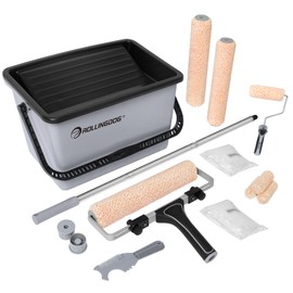 ROLLINGDOG 12 Inch Paint Roller Kit - Large Paint Bucket and Roller with Adjustable Roller Frame, Microfiber Roller Covers and Exrension Pole for Walls,Ceilings,Furniture Painting(Pack of 21)