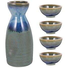 HEMOTON Sake Service Giapponese Sake Pot E 4 Tazze in Ceramica Set Degustazione per Casa Ristorante Hotel Sala Da Tè Regalo Festa