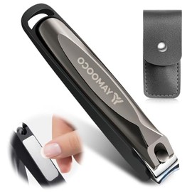 Nail Clippers, High Carbon Stainless Steel, Anti-Slip Grip, Firm, Stable Cut, Scatterproof, Storage Case Included, Compatible with Thick and Thin Fingernails, Built-in Nail File
